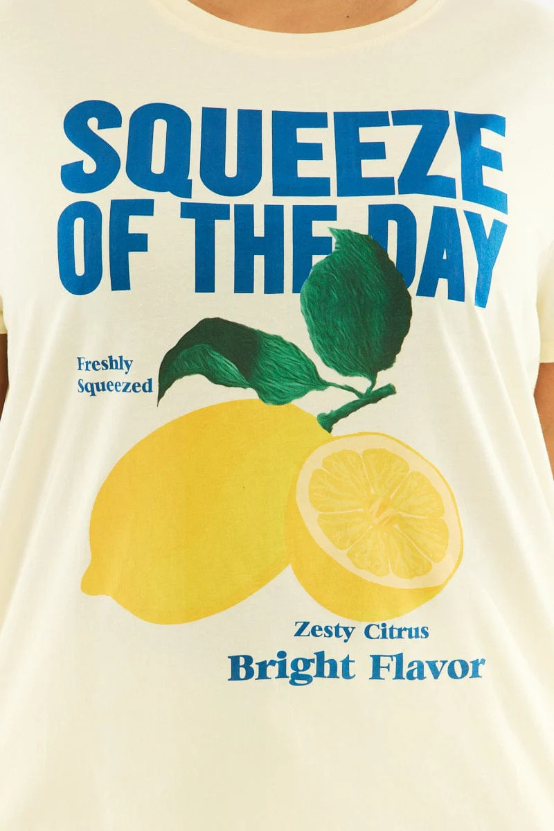 Yellow Graphic T Shirt Short Sleeve Crew Neck - Image 7