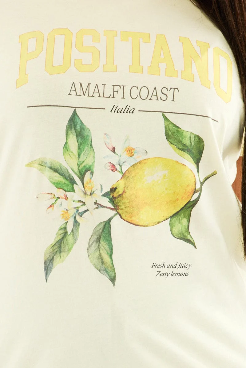 Yellow Graphic T Shirt Short Sleeve Crew Neck - Image 6