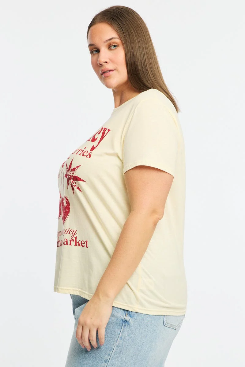 Yellow Graphic T-shirt Short Sleeve Crew Neck - Image 3