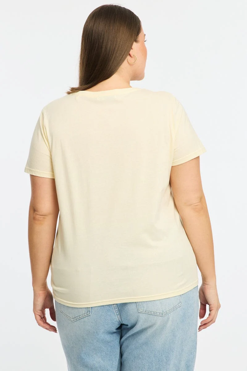 Yellow Graphic T-shirt Short Sleeve Crew Neck - Image 4
