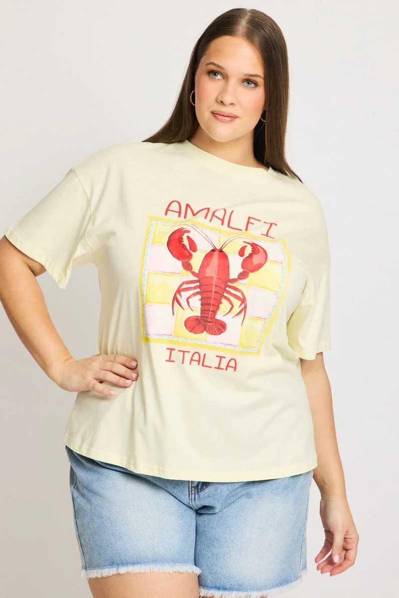 Yellow Graphic Tee Short Sleeve Lobster
