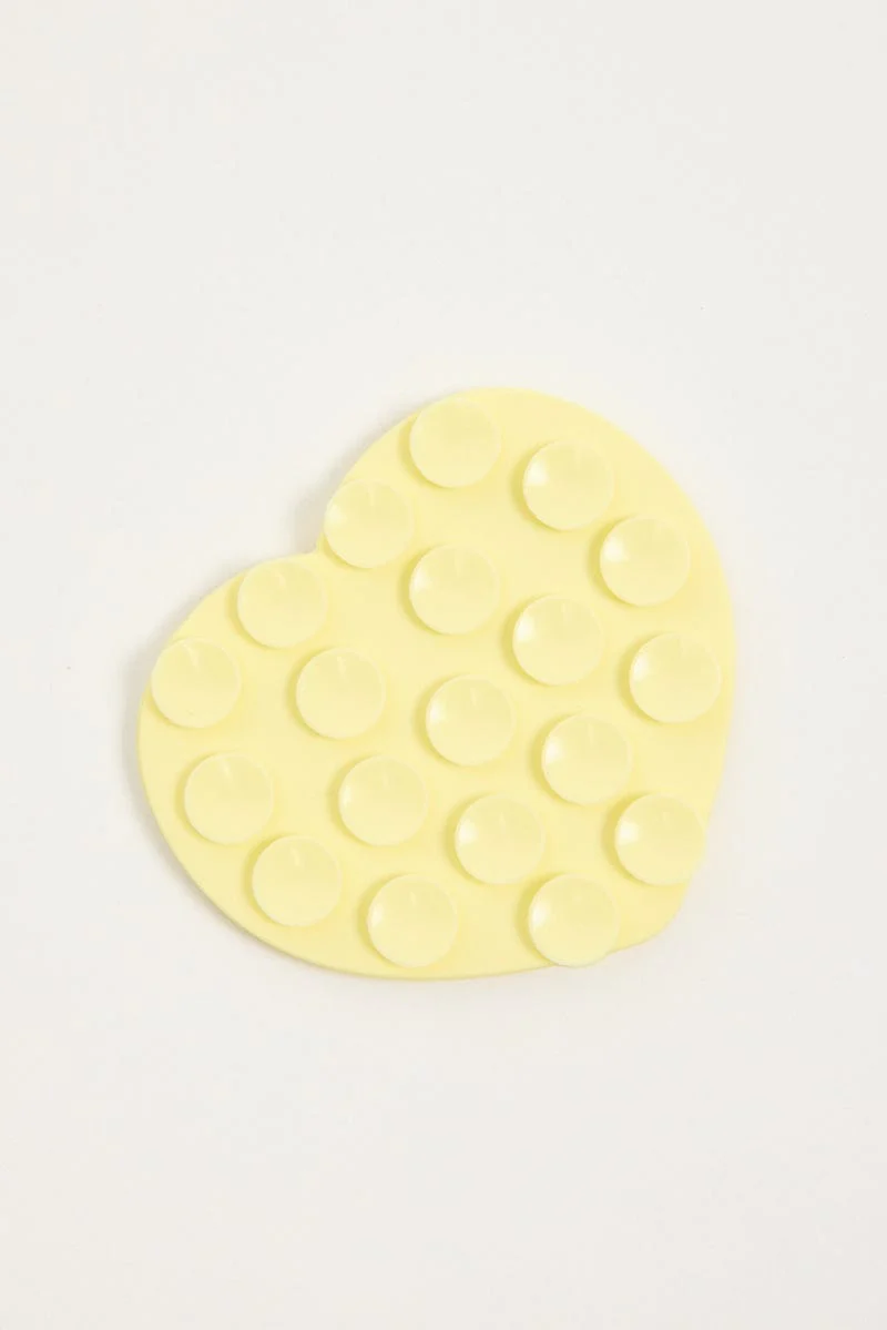 Yellow Heart Suction Phone Grip