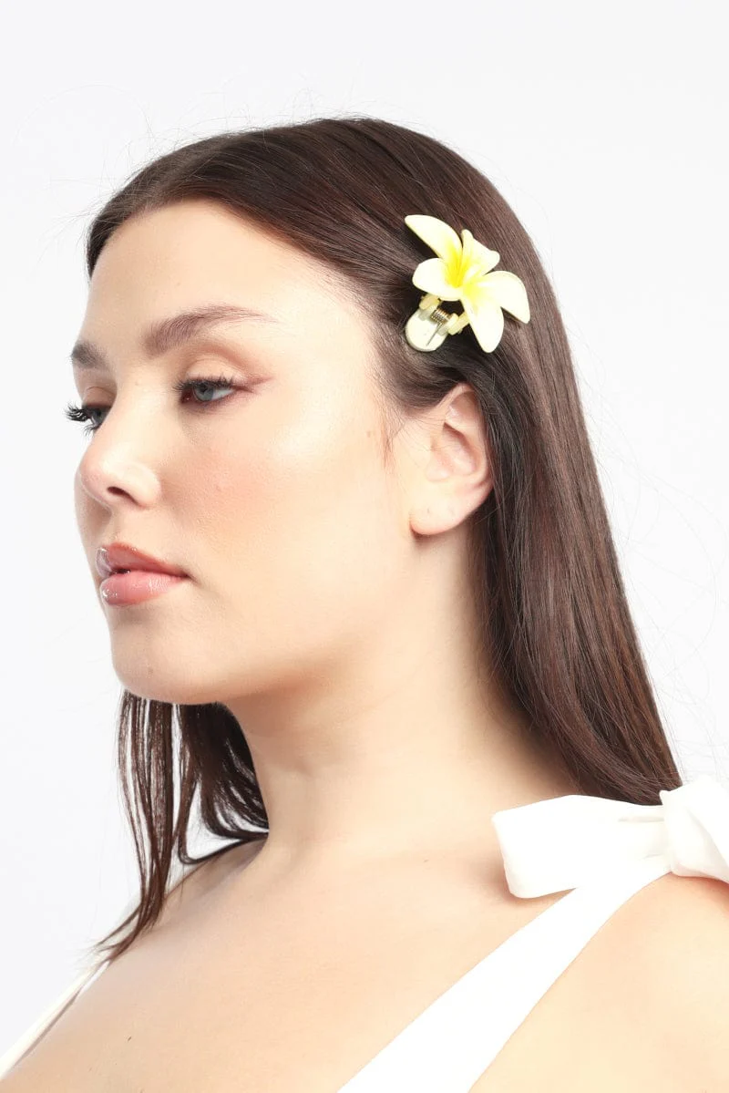 Yellow Hibiscus Flower Hair Clip