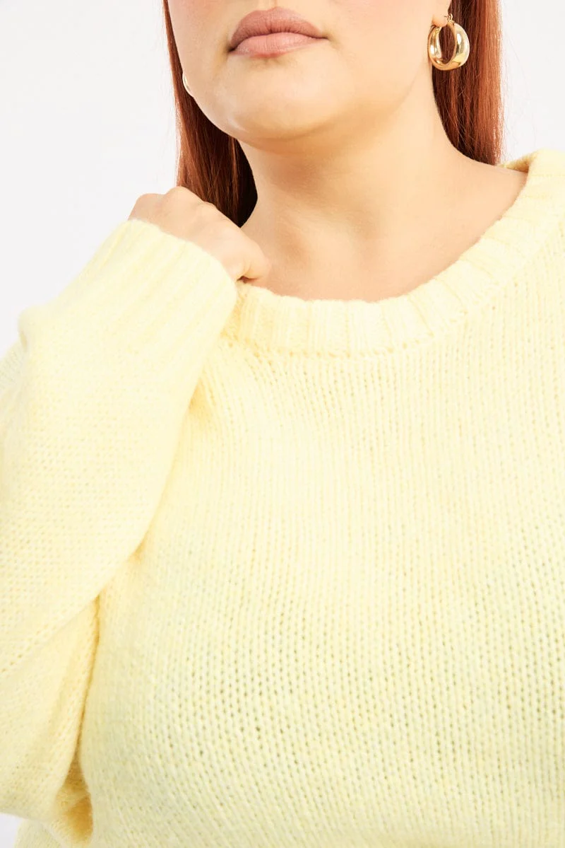 Yellow Knit Jumper Long Sleeve Crew Neck - Image 5