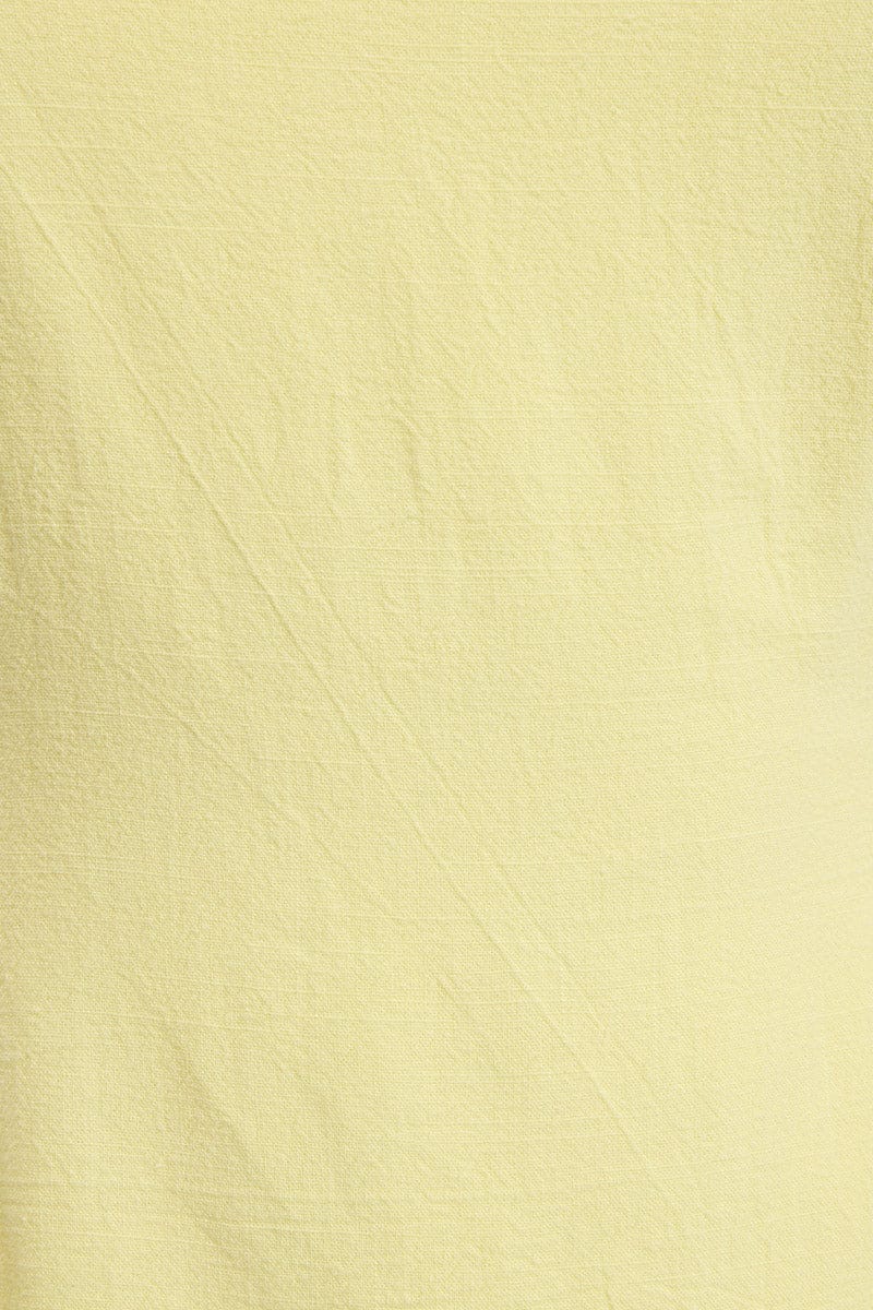 Yellow Linen Peplum Top Sleeveless Cut Out Back - Image 4