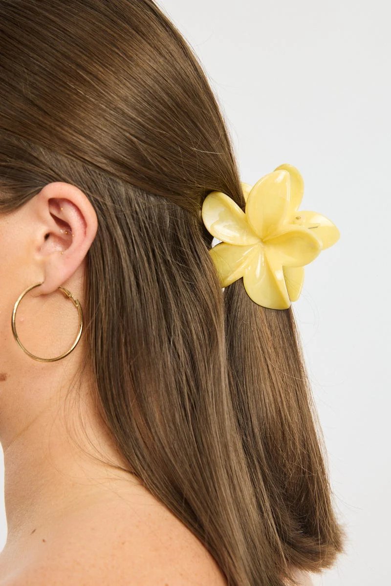 Yellow Marbled Flower Claw Clip - Image 2