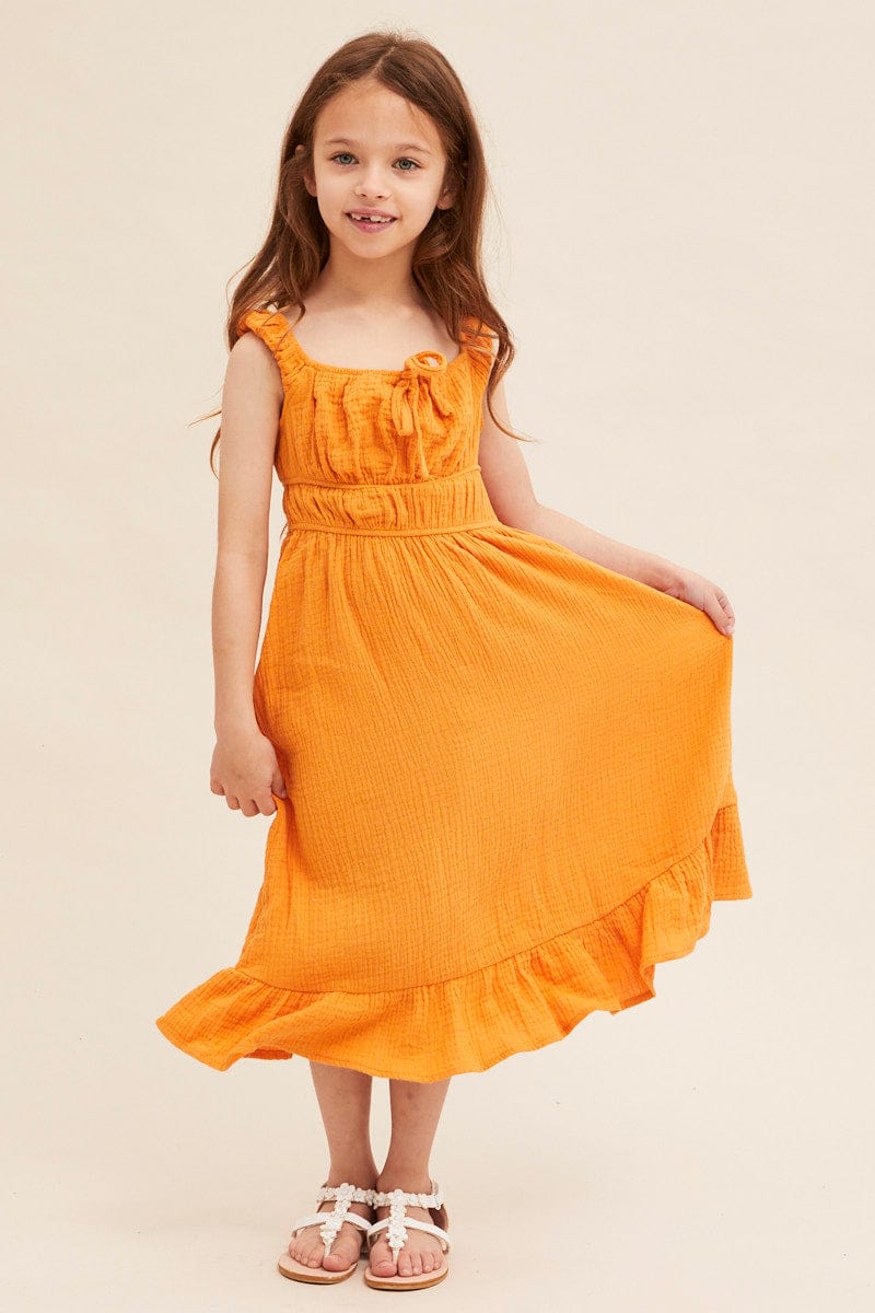 Yellow Mini Skater Dress Kids Sleeveless - Image 3