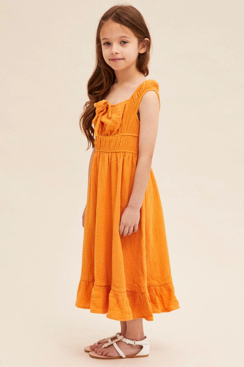 Yellow Mini Skater Dress Kids Sleeveless - Image 4
