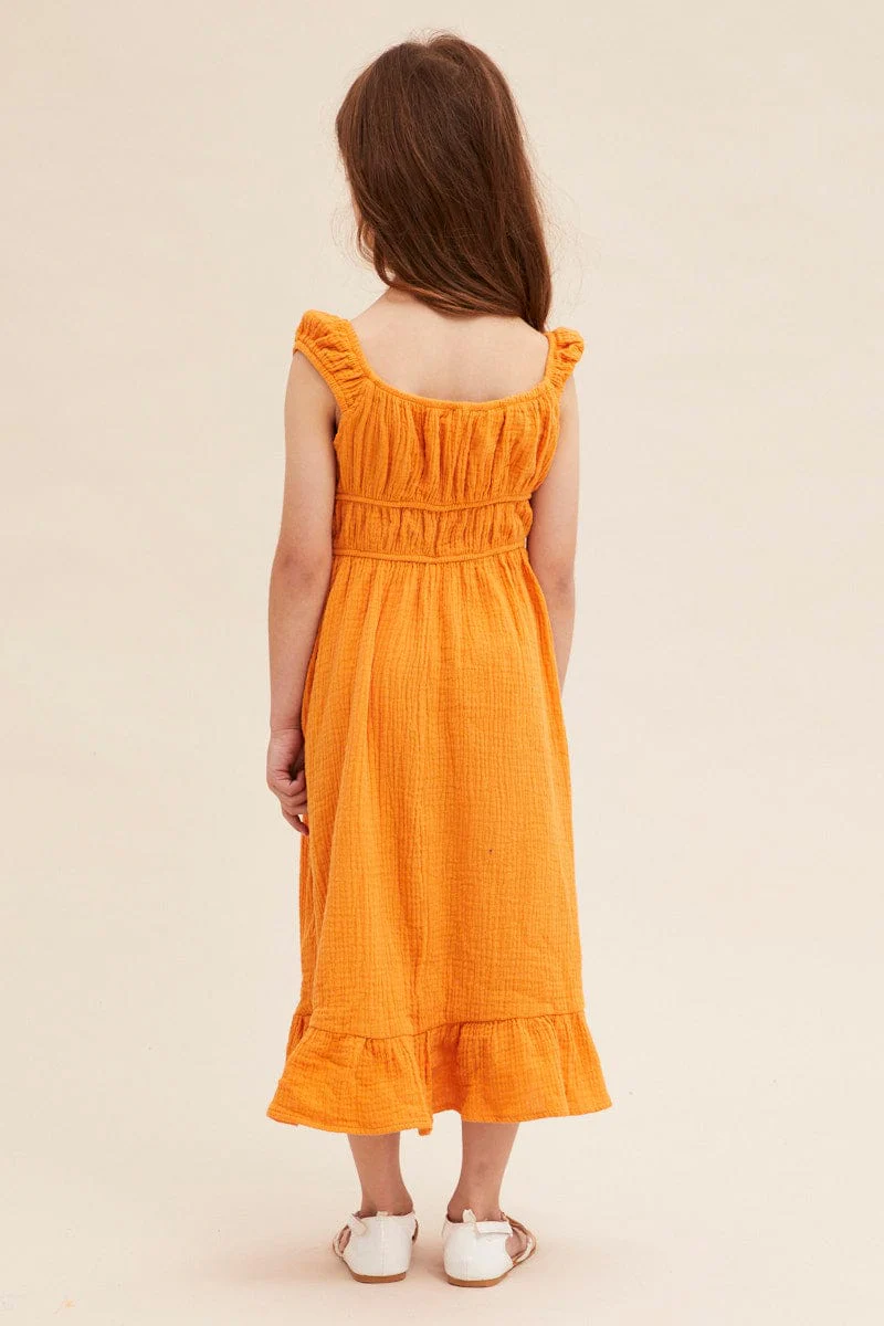 Yellow Mini Skater Dress Kids Sleeveless - Image 5