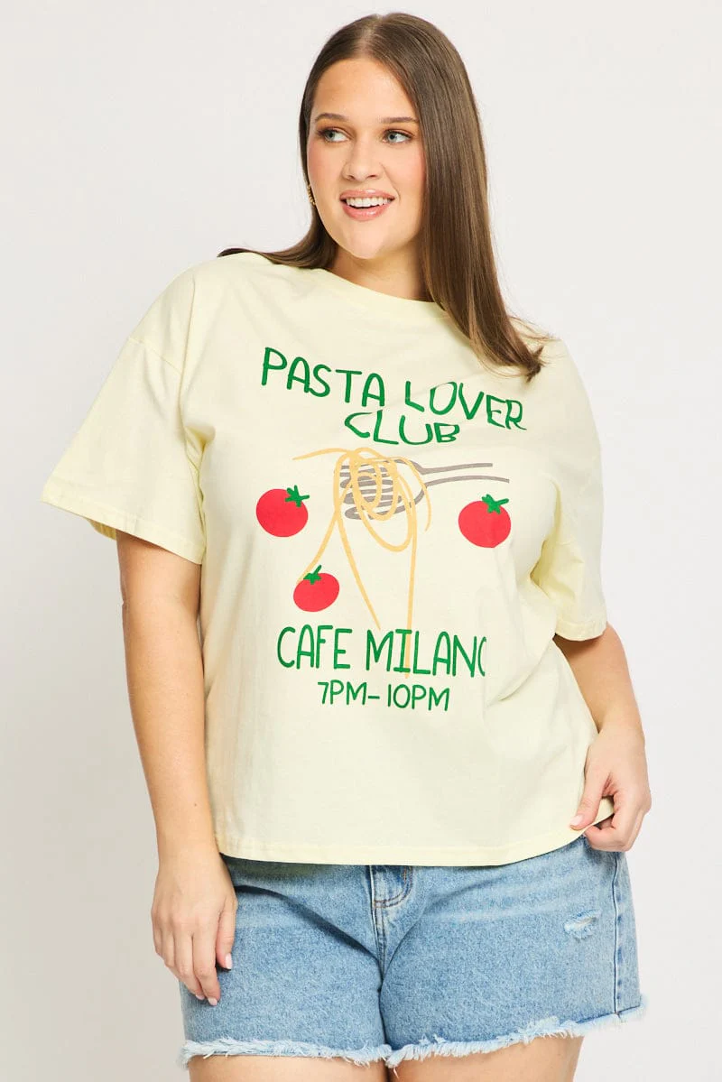 Yellow Pasta Graphic Tee Short Sleeve