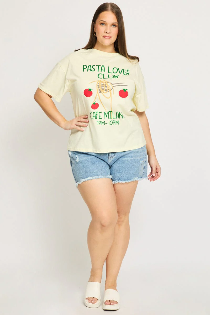 Yellow Pasta Graphic Tee Short Sleeve - Image 2