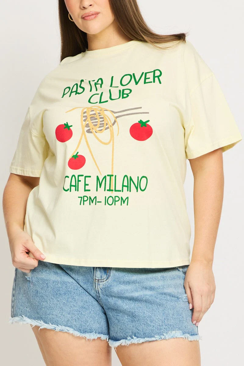 Yellow Pasta Graphic Tee Short Sleeve - Image 5