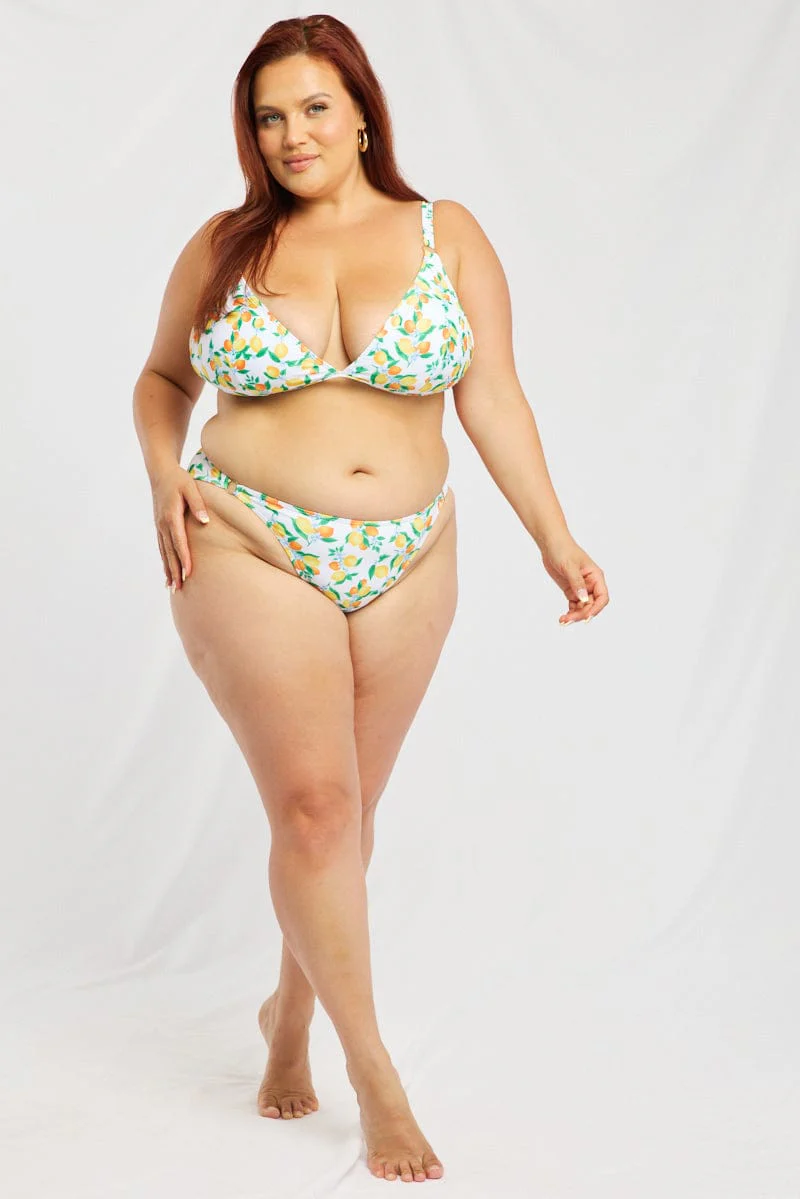 Yellow Print Triangle Bikini Set - Image 2