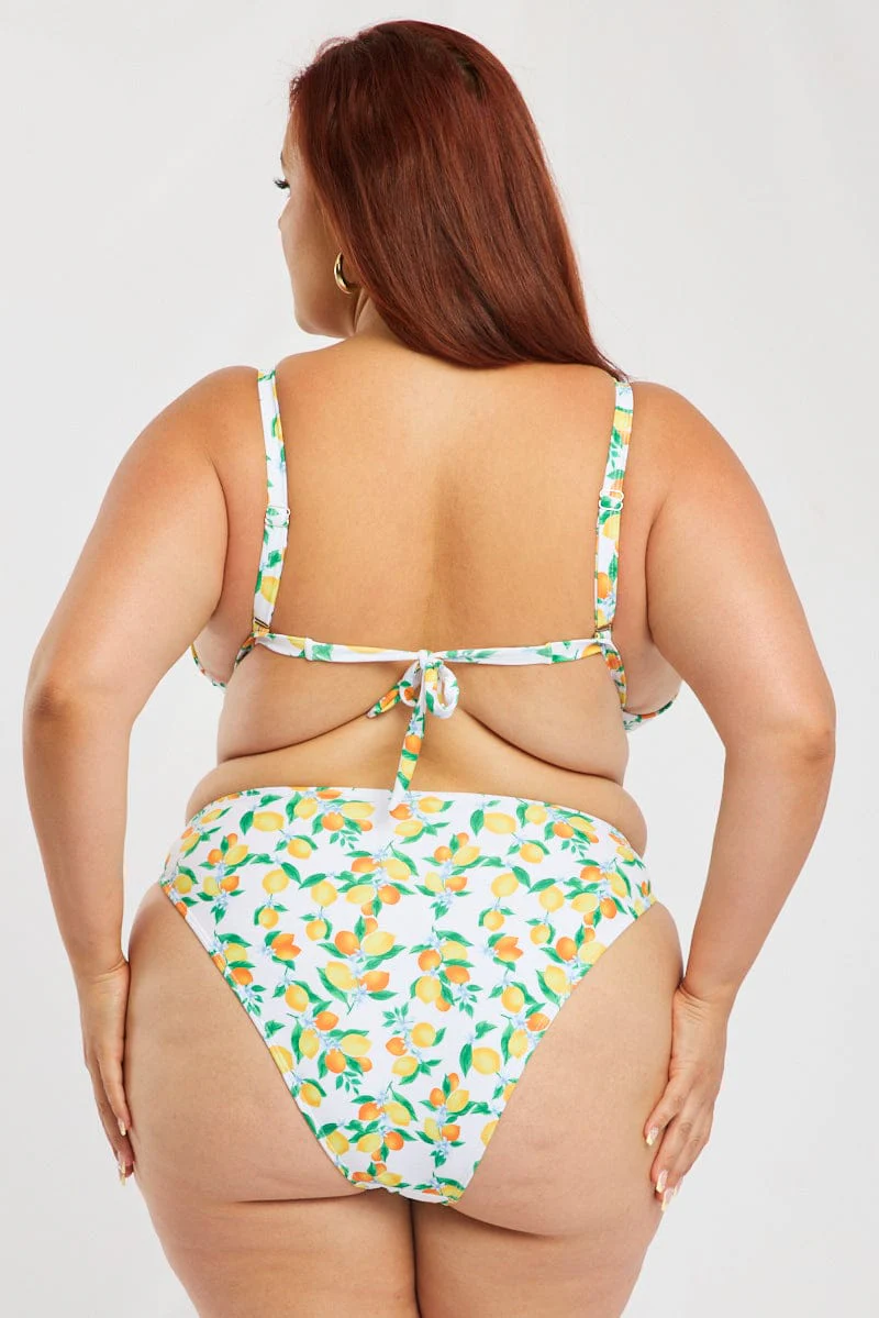 Yellow Print Triangle Bikini Set - Image 4
