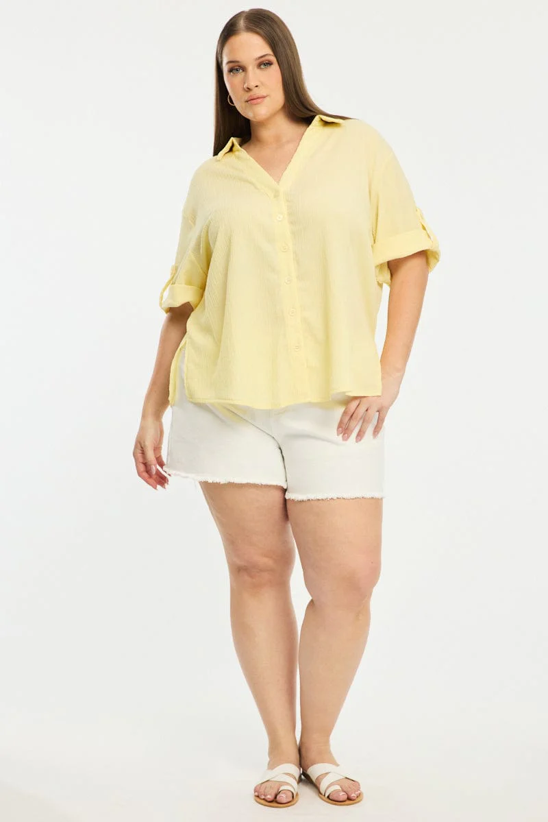 Yellow Relaxed Shirt Short Sleeve Textured - Image 2