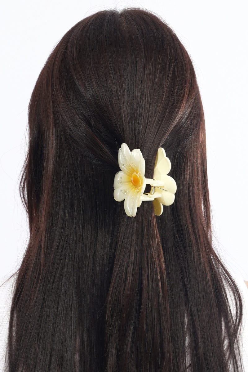 Yellow Sakura Flower Hair Claw Clip - Image 2