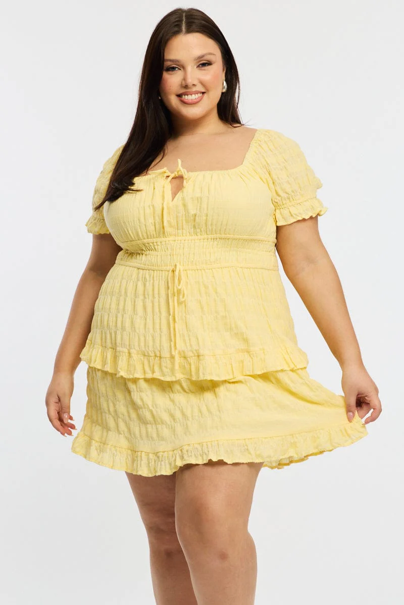 Yellow Skater Dress Short Sleeve - Image 2
