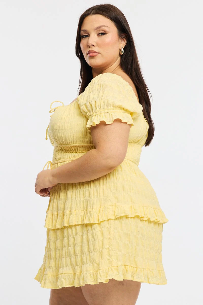 Yellow Skater Dress Short Sleeve - Image 4