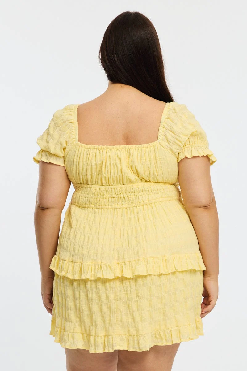 Yellow Skater Dress Short Sleeve - Image 5