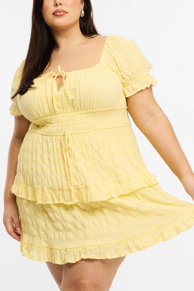 Yellow Skater Dress Short Sleeve - Image 6