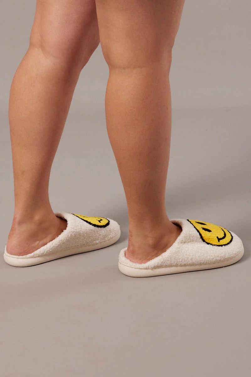 Yellow Smiley Face Mule Slippers - Image 2