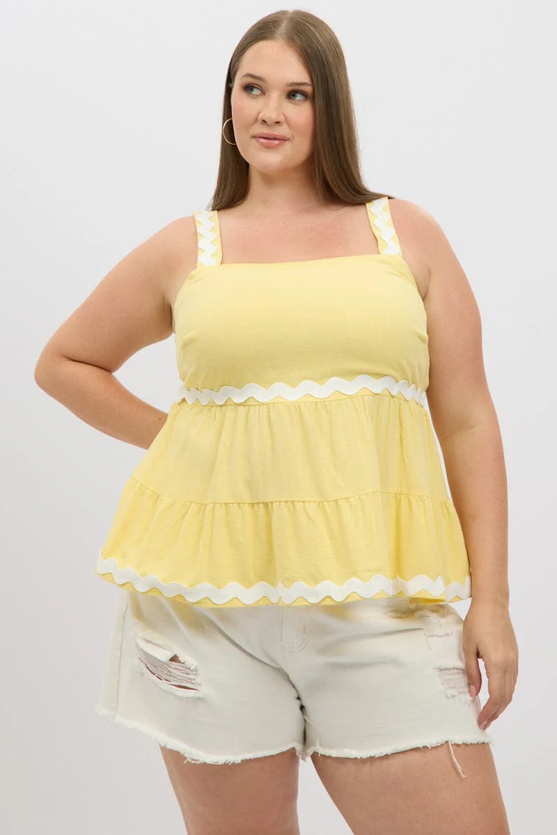 Yellow Smock Top Sleeveless Ric Rac