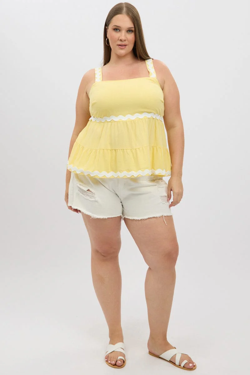 Yellow Smock Top Sleeveless Ric Rac - Image 2