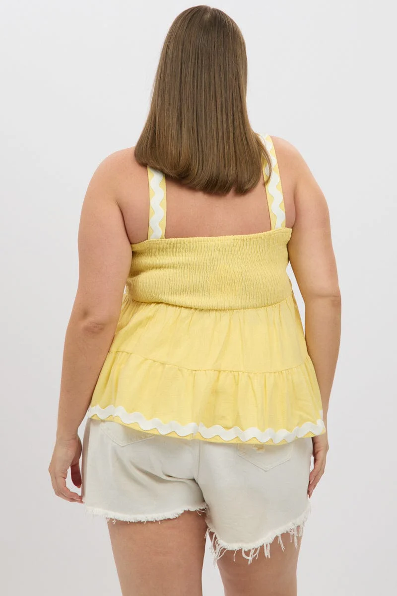 Yellow Smock Top Sleeveless Ric Rac - Image 5