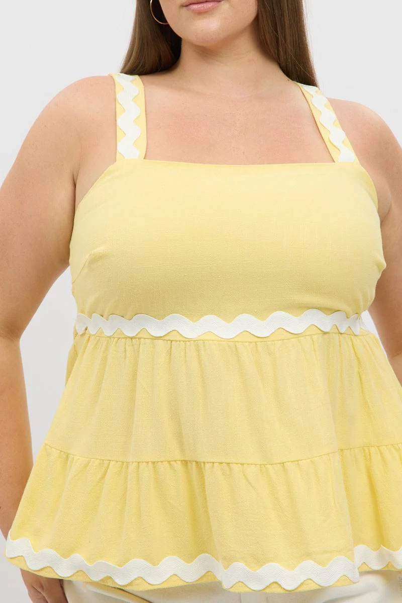 Yellow Smock Top Sleeveless Ric Rac - Image 6
