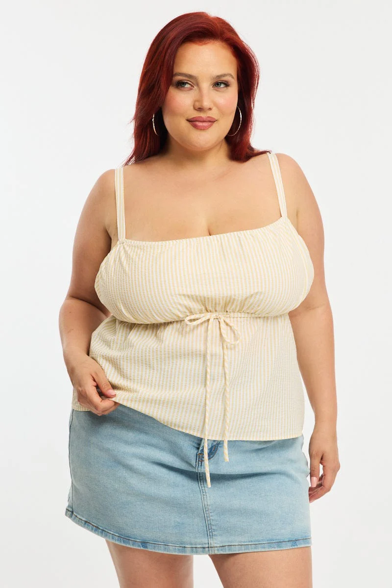 Yellow Stripe Babydoll Cami Top