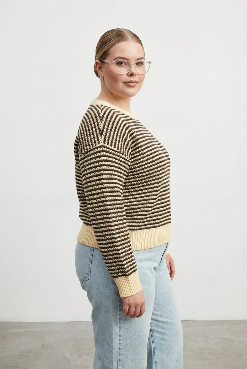Yellow Stripe Stripe Knit Top Long Sleeve - Image 4