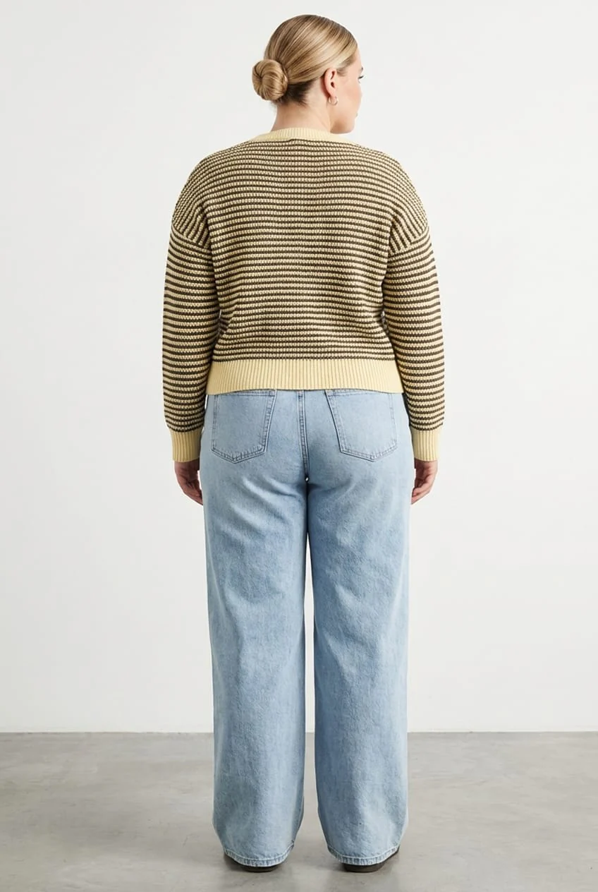Yellow Stripe Stripe Knit Top Long Sleeve - Image 5