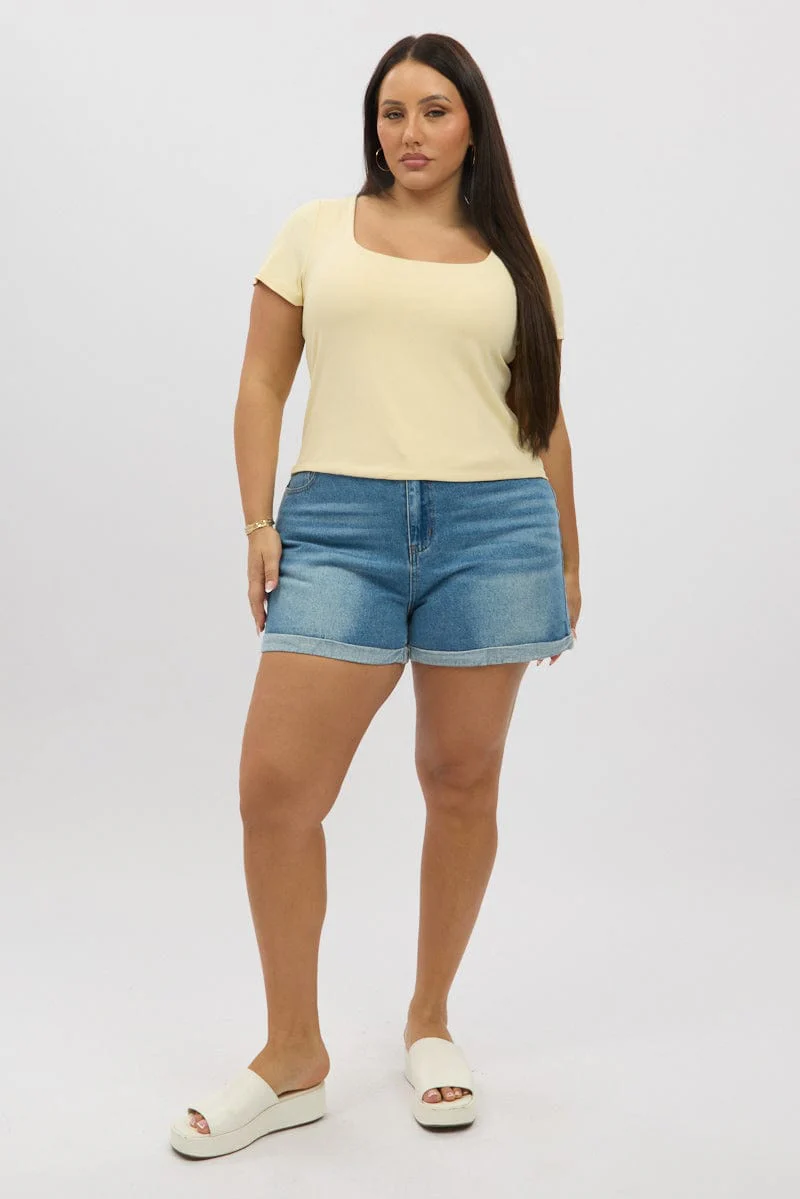 Yellow Supersoft Top Short Sleeve Scoop Neck - Image 2