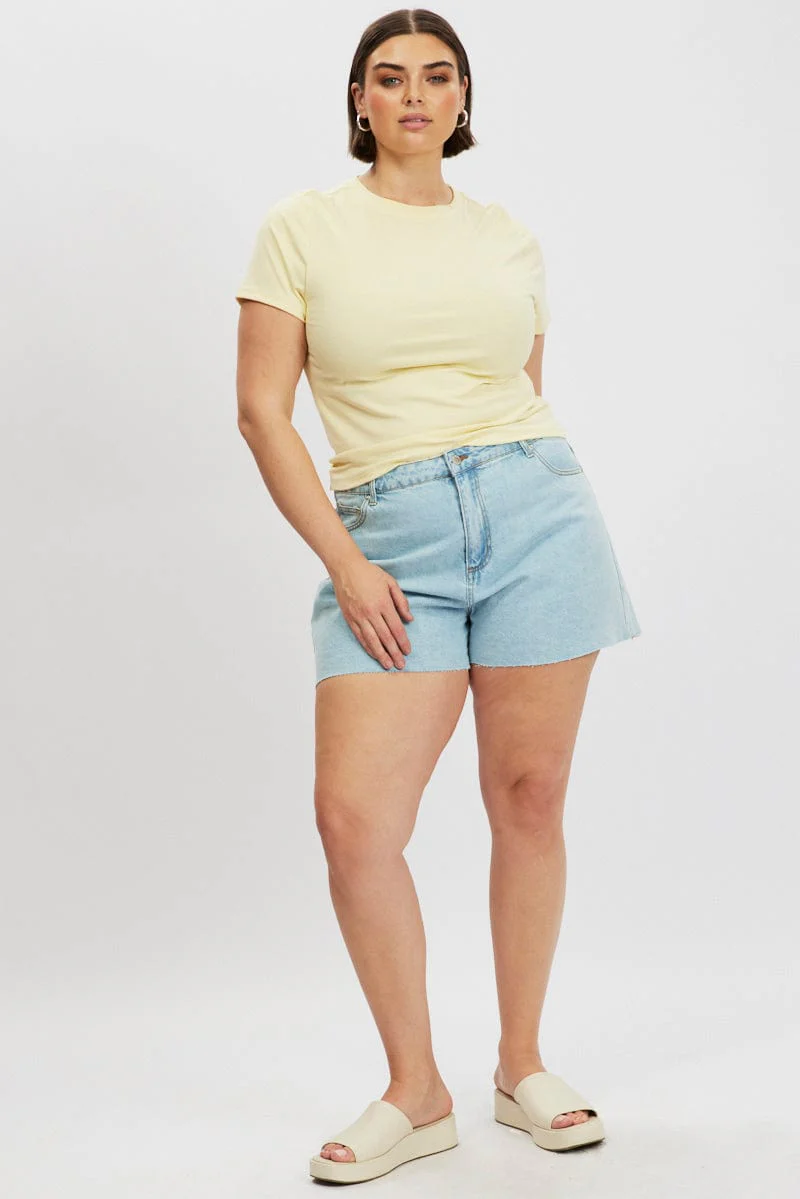 Yellow T Shirt Short Sleeve Crew Neck - Image 2