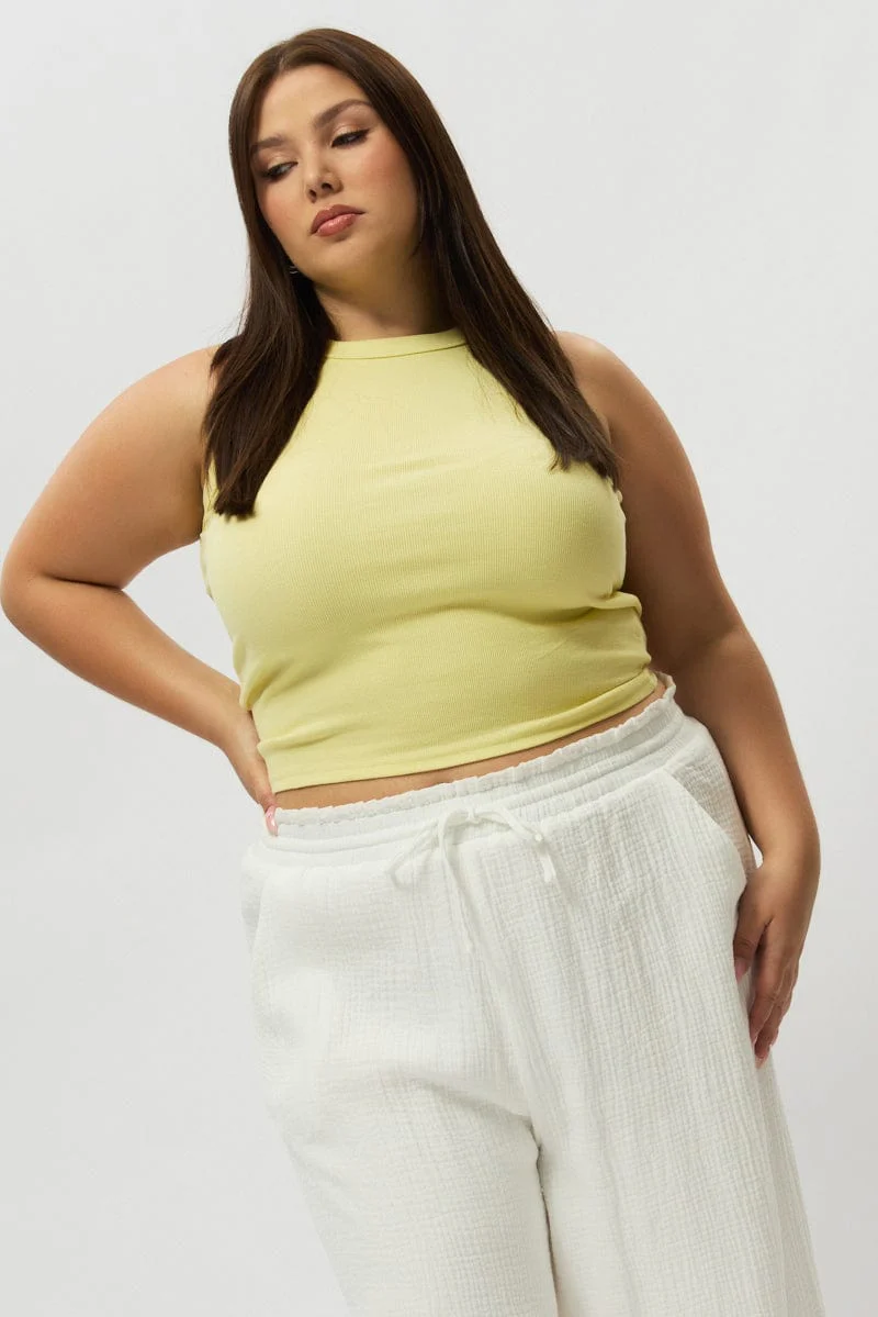 Yellow Tank Top Crew Neck Rib - Image 3