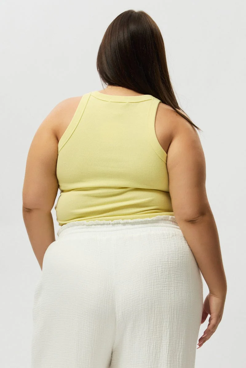 Yellow Tank Top Crew Neck Rib - Image 5
