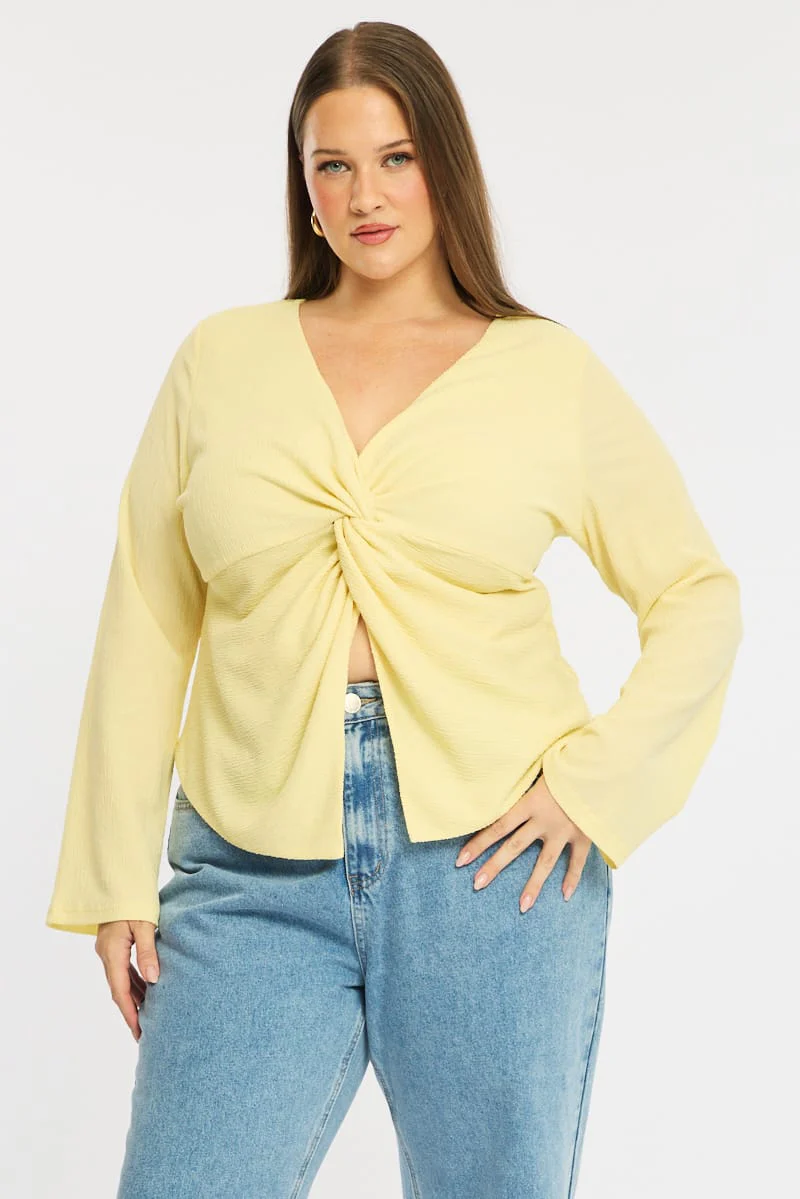 Yellow Textured Top Long Sleeve - Image 2