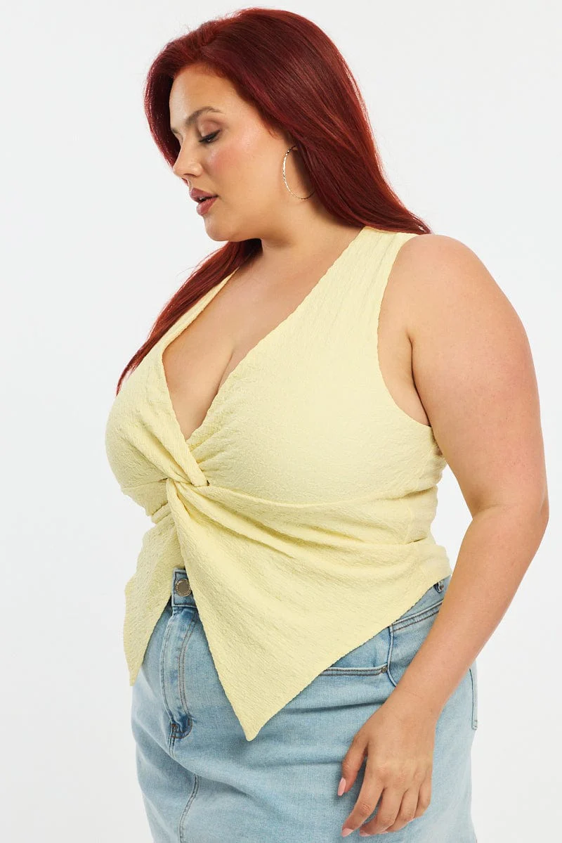 Yellow Textured Top Sleeveless - Image 3