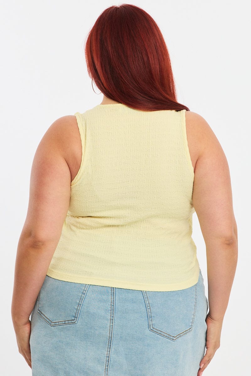 Yellow Textured Top Sleeveless - Image 4