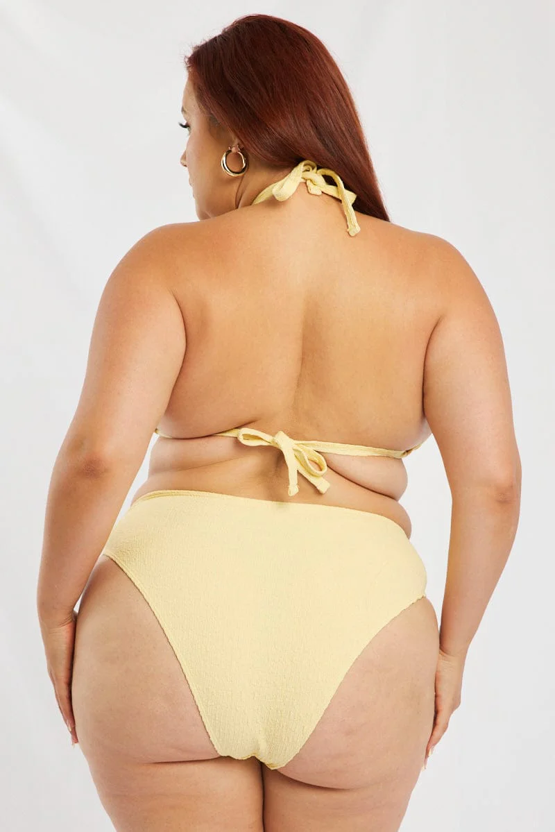 Yellow Triangle Bikini Set With Sarong - Image 4